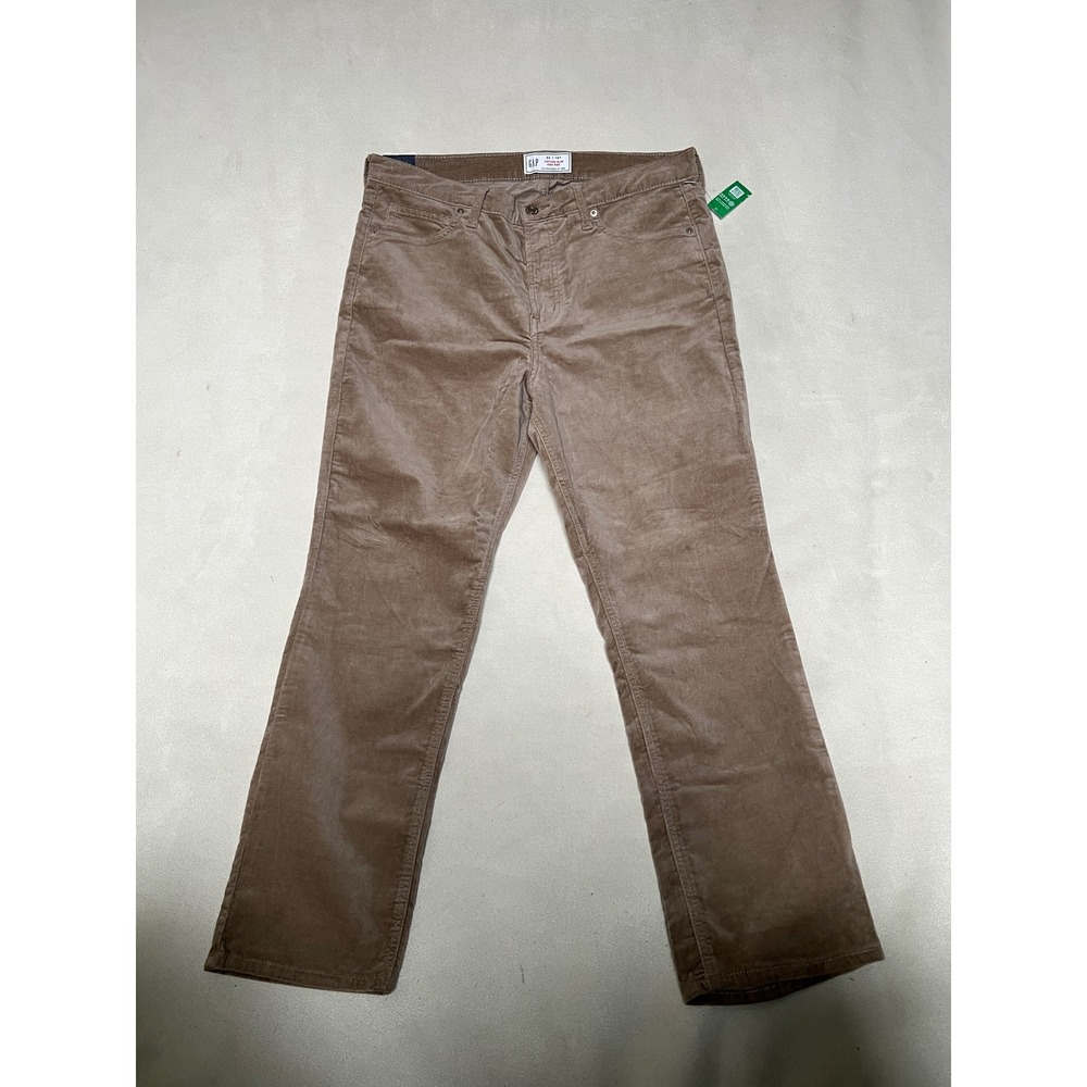 Gap Vintage Slim High Rise Velour Corduroy Pants Khaki Brown Women 32 14R NWT